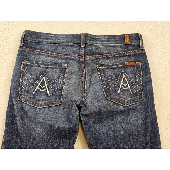 7 For All Mankind Jeans A Pocket Women's 29 Flared Wide Leg Medium Wash Boho - Picture 15 of 16